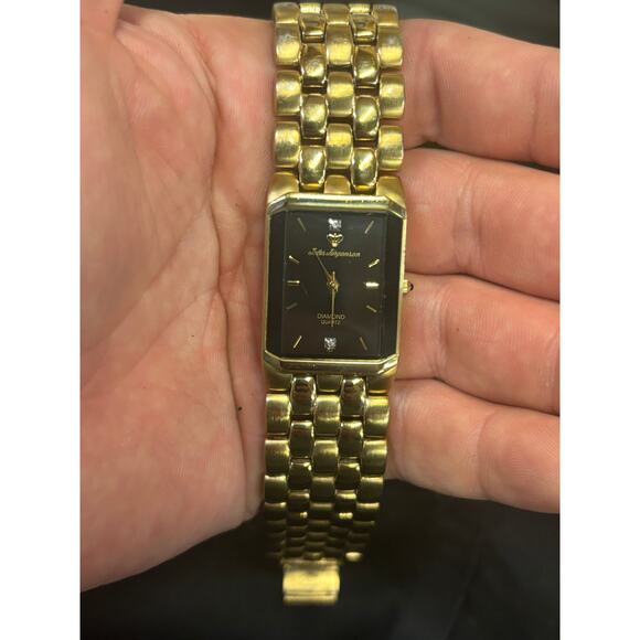 Jueles Jurgensen Beveled Bezel Gold Tone Mens Watch! New Battery. main image 8